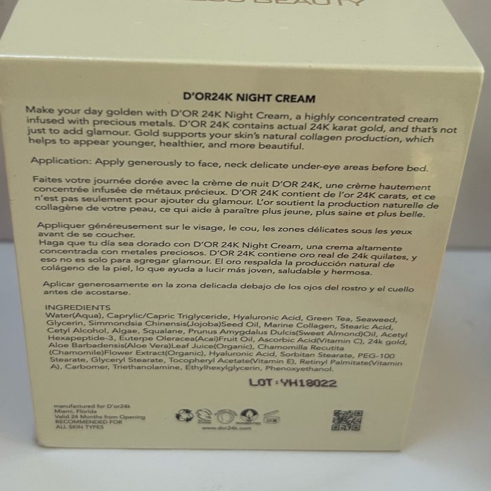 D’Or24K Endless Beauty Night Cream 50ml 1.7oz NIB Luxury Skincare - Picture 3 of 6